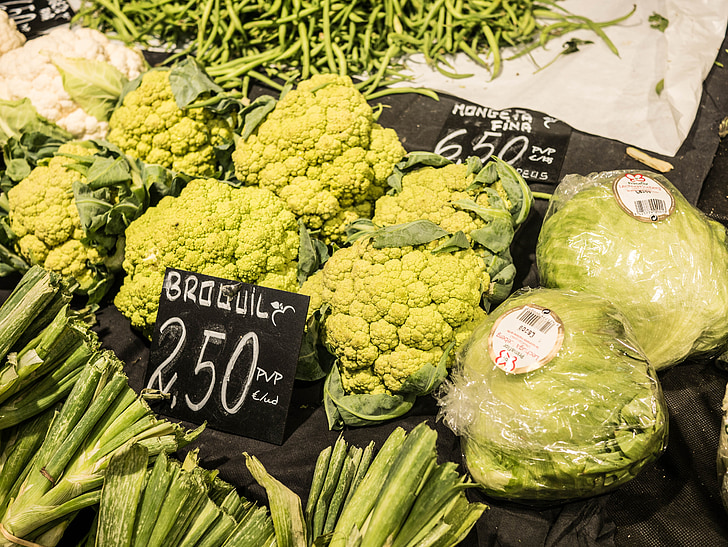 Brokoļi, tirgus, dārzeņi, Barcelona, pārtika, svaigu, fiziska