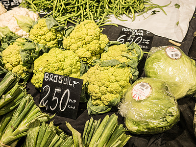 broccoli, marked, grøntsager, Barcelona, mad, frisk, naturlige