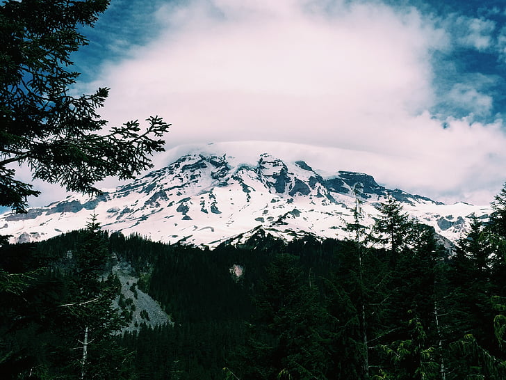 景观, 山, 自然, 风景名胜, 雪, 树木, 冬天