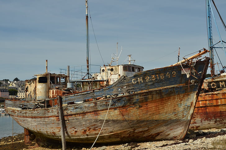 развалина, лодка, кораб, корабокрушението, кораба развалина, стар, дървен материал