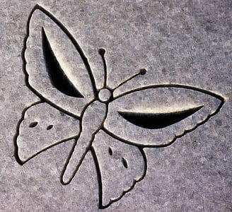 carving, butterfly, animal, headstone, symbol, detail, granite