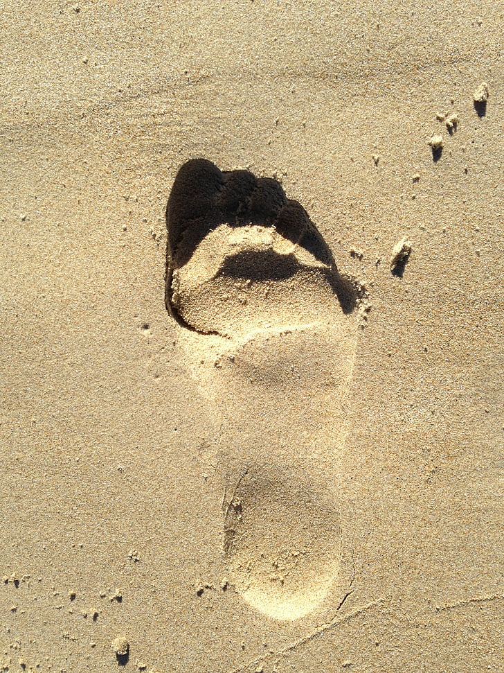 pied, empreinte de pas, sable, imprimer, pieds nus, silhouette, étape