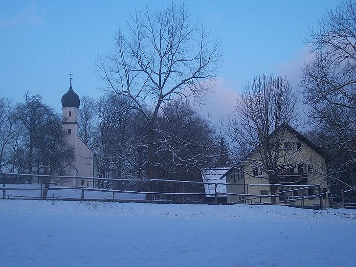 Njemačka, krajolik, nebo, oblaci, Zima, snijeg, LED