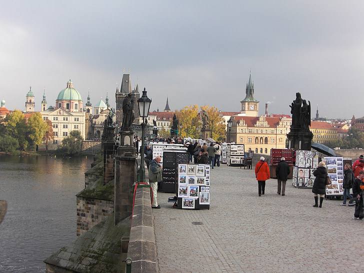 Charles bridge, Prag, Tjeckien, fasad, arkitektur, Bridge, gamla stan