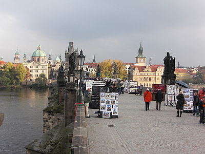 Károly-híd, Prága, Cseh Köztársaság, homlokzat, építészet, híd, óváros