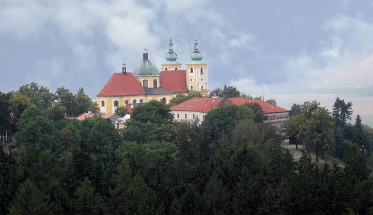 zár, templom, panoráma, természet, Olomouc, erdő