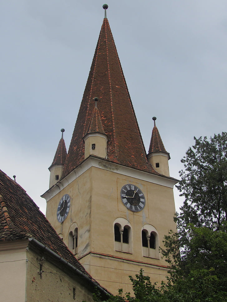 Cisnadie, Transylvanie, Église fortifiée, tour, Roumanie