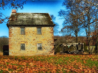 schwenksville, Pennsylvania, hiša, domov, padec, jeseni, dreves