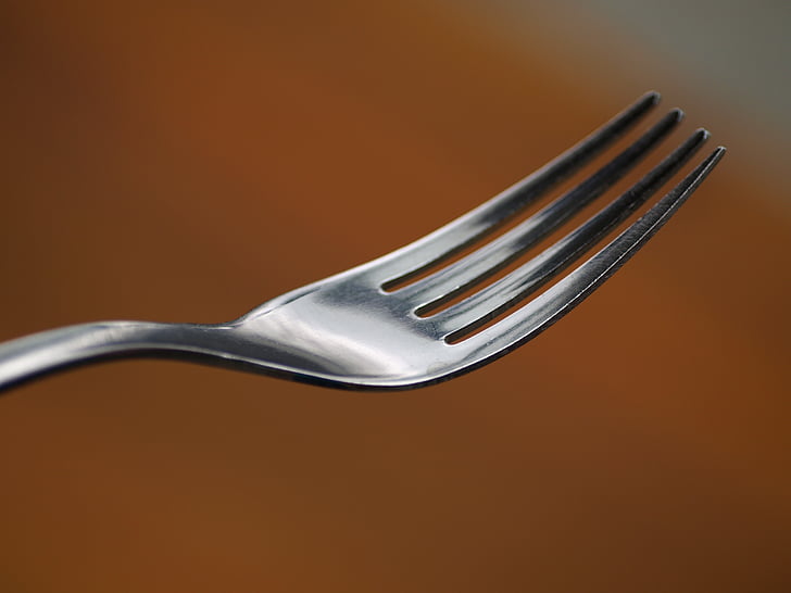 fork, cutlery, metal fork, eat, close