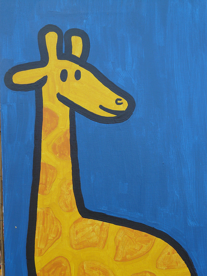 žirafa, strip, Slika, slike, barve, risani lik, risanje