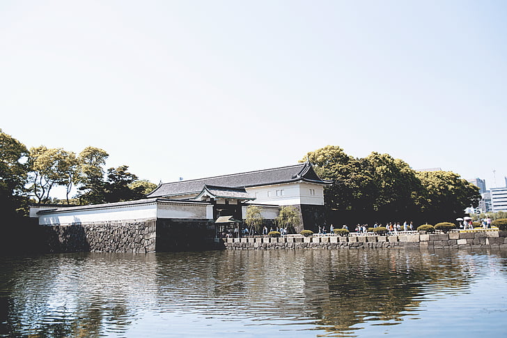 architecture, castle, daylight, japan, lake, odowara, river