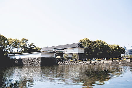 arkitektur, slott, dagsljus, Japan, sjön, odowara, floden