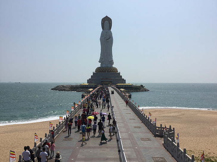 Sanya, Nanshan šventykla, Pietų Kinijos jūros deivė mercy, statula, Garsios vietos