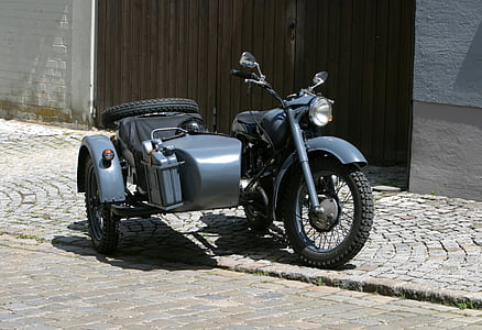старый мотоцикл, BMW, коляской, исторических мотоциклов, Олдтаймер