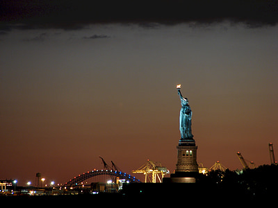 noční, světla, orientační bod, New york, Amerika, Památník, Dom