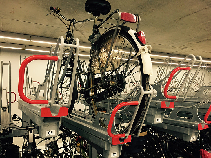 cykel, Station, uppställningsspår, Cykling, parkering, Delft, järnvägstunnel