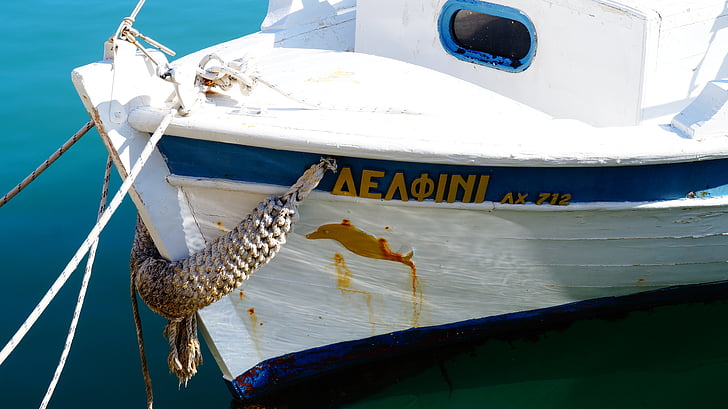 perahu, Crete, Yunani, lumba-lumba