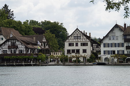 Gottlieben, Lac de constance, Suisse, Banque, eau, eaux, maisons