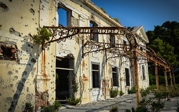 kupari, Dubrovnik, gran hotel, Croàcia, la guerra, destruïda, abandonat