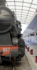 tren, locomotora, ferrocarril de, exposición, estación de tren