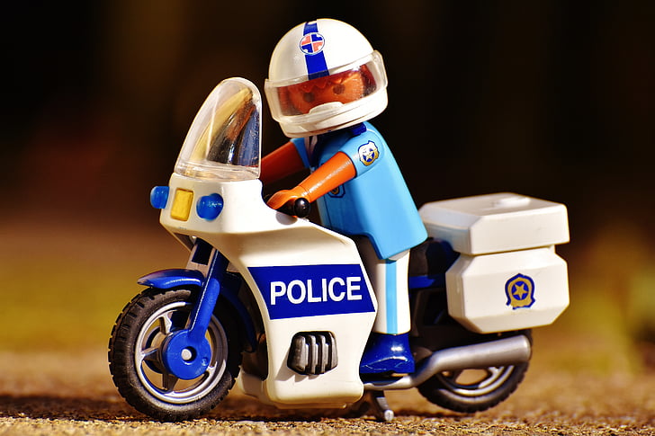 policijas, motocikls, policists, divu riteņu transportlīdzekļu, kontrole, stāvs, velosipēds