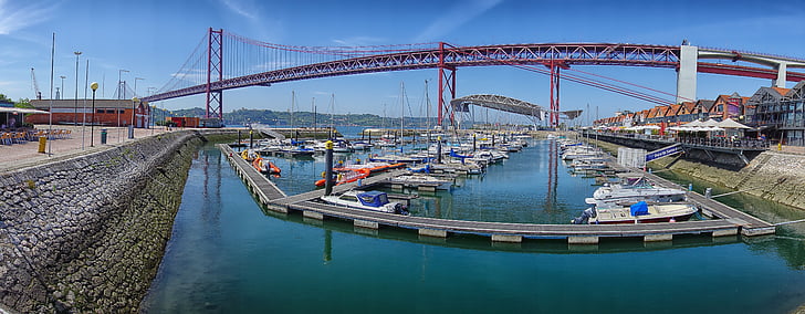 Lissabon, Bridge, Portugal, Visa, Ponte 25 de abril, bron över 25 april, hamn
