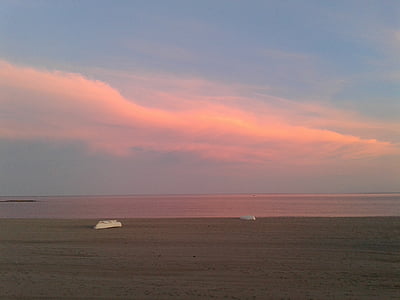 Priorità bassa, tramonto, spiaggia, retroilluminazione, nuvole, Andalusia, vera