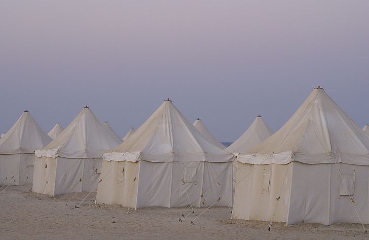 palabra árabe Marsa shagra, tienda de campaña, Playa, arena, Blanco, puesta de sol, Himmel