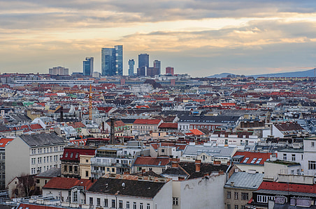Bécs, tetők, épület, város, építészet, City view, Ausztria
