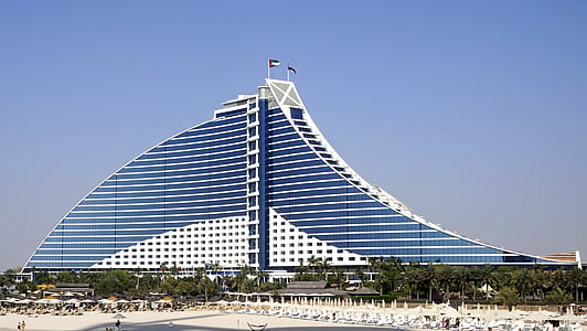 Jumeirah paplūdimio viešbutis, paplūdimys, Jumeirah paplūdimys, pastatas, Viešbutis, Dubajus, Burj