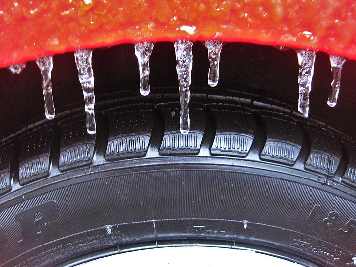 neumáticos de invierno, riesgo de zing, carámbano, madura, rueda, invierno, invernal