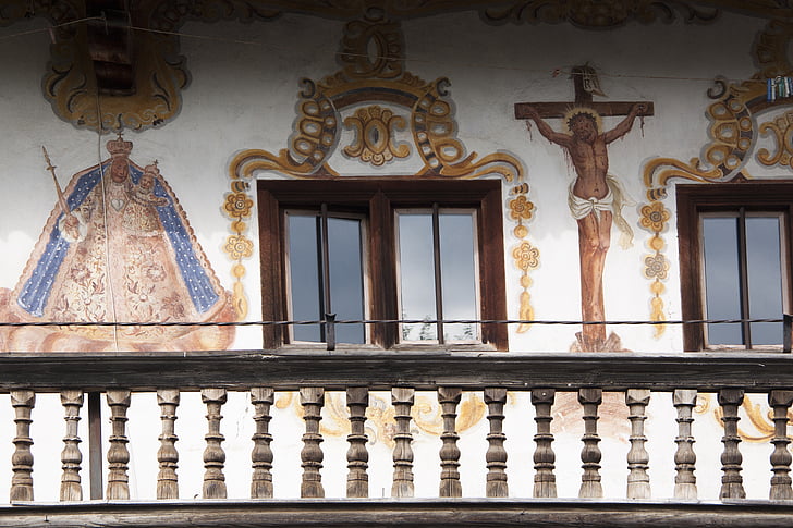 lüftlmalerei, lueftelmalerei, Felső-Bajorország, művészeti forma, freskók, haza, épület