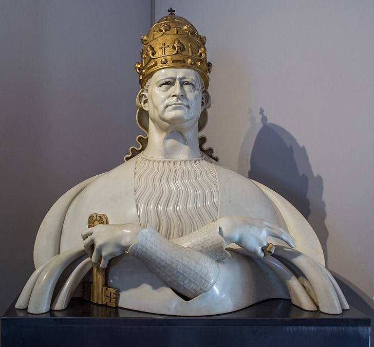bust, pope, crown, key, museum, the vatican, rome