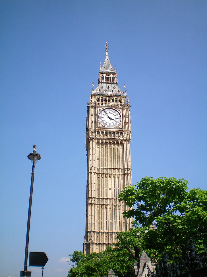 Anglia, London, épület, oratorony, óra s, torony, Big ben