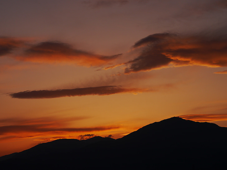 coucher de soleil, Oyama, au crépuscule, Nuage