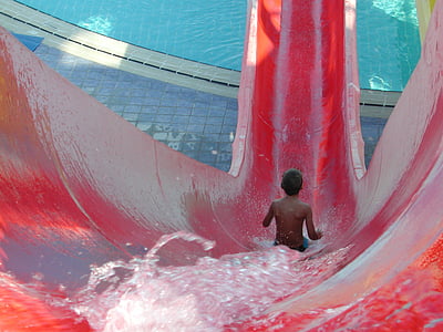 slide, slip, child slips, water park, swimming pool
