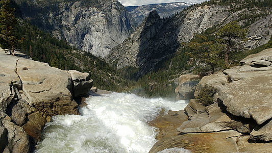 Йосемити, водопад, планински, поток, природата, няма хора, вода