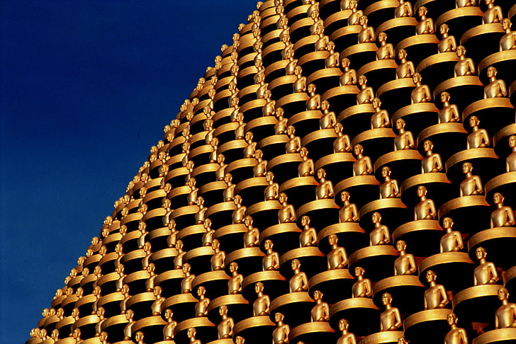 dhammakaya pagoda, vairāk nekā, miljons, budhas, Zelts, Budisms, WAT