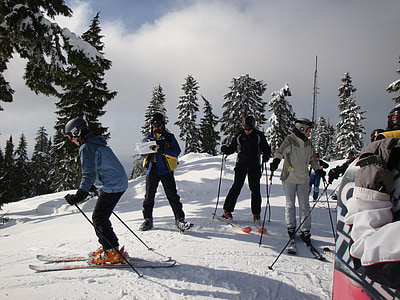skiers, skiing, winter, sports, skis, snow, fun