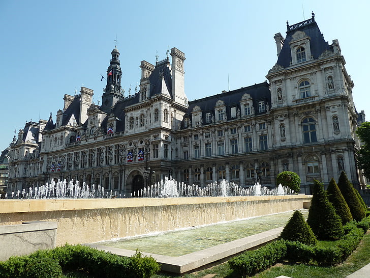 Παρίσι, Hôtel de ville, Δημαρχείο, Γαλλία, αρχιτεκτονική, διάσημη place, Ευρώπη