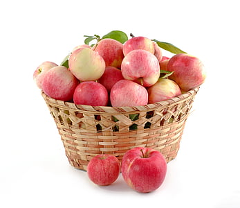 full, apple, white, background, Apples, Basket, Full, Set