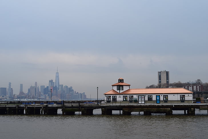 docka, Manhattan, Hoboken, vatten, Pier, nya, staden