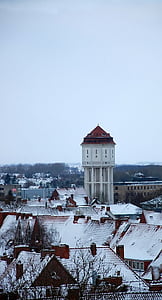 su kulesi, Emden, Kışın kar, soğuk