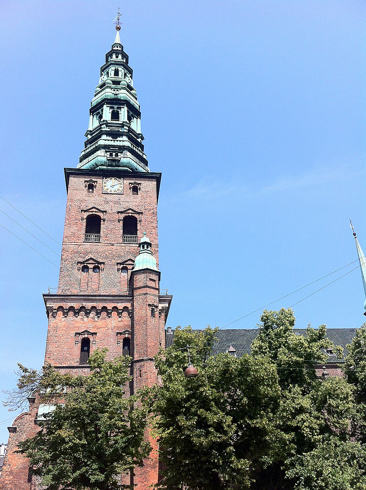 Kopenhaga, Lankytini objektai, kelionė, Danija, mėlynas dangus, Lankytinos vietos, bažnyčia