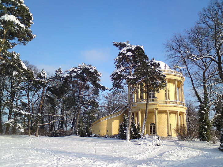 Belvedere, Klausberg, Sanssouci, Potsdam, l'hivern, nevades, Parc