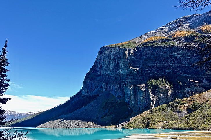 Lake louise, Kanada, dağ, Cliff yüz, buzul, yansıma, doğal