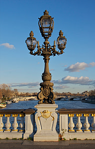 мост, Река, воды, Париж, Франция, небо, облака