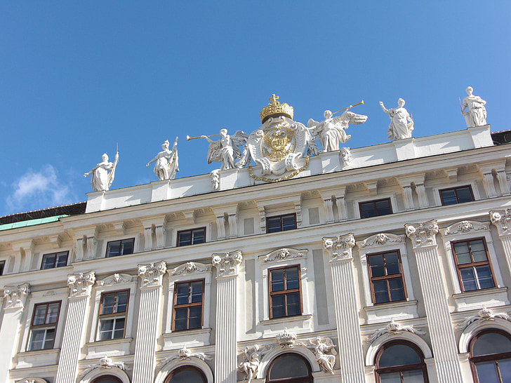 kejserliga palatset Hofburg, Wien, Österrike, skulptur, tak, byggnad, arkitektur