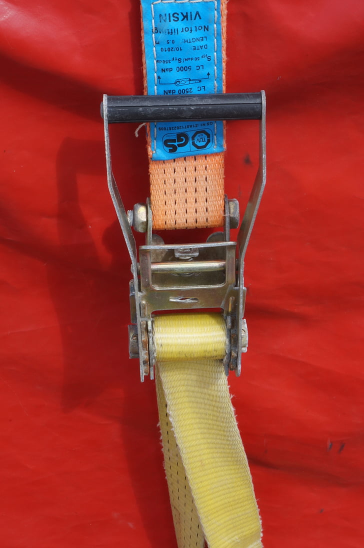 red, yellow, buckle, industrial, blue, metal