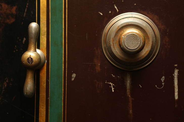 gold, door, knob, safe, vault, combination, lock